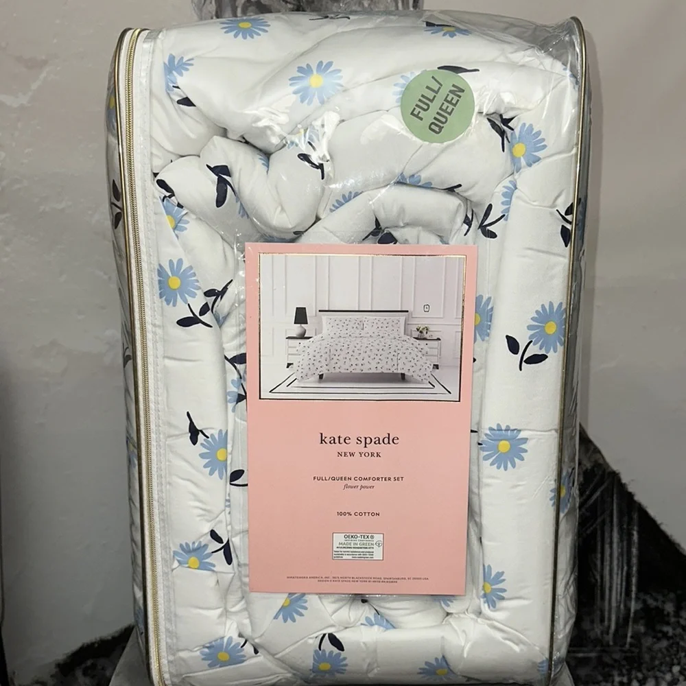 Kate spade full queen comforter set flower power